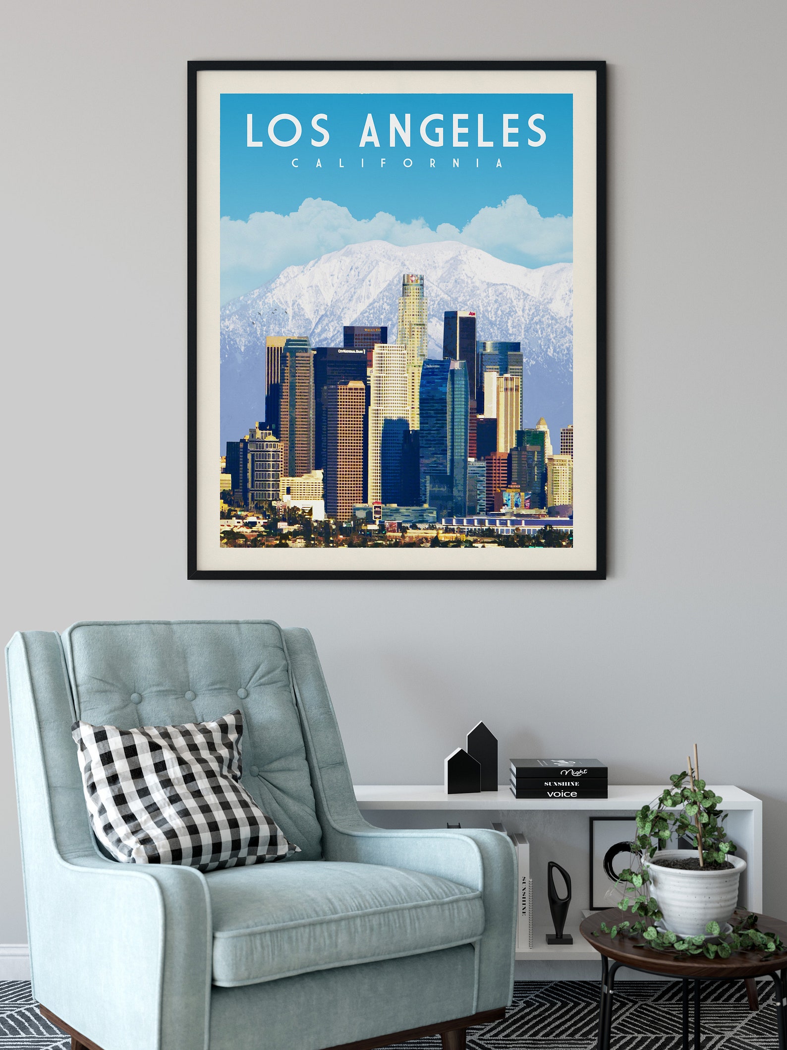 Los Angeles California Wall Art Downtown Los Angeles Skyline Etsy