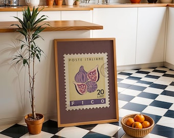 Fig Poster, Fig Fruit Market Print | Italian Food Art | Retro Food Art Print, Fig Wall Art, Fruit Poster Set