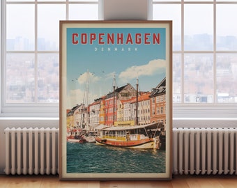 Copenhagen Poster, Copenhagen Print, Copenhagen Skyline, Copenhagen Wall Art, Denmark Travel Poster, Denmark Wall Decor, Denmark Gifts