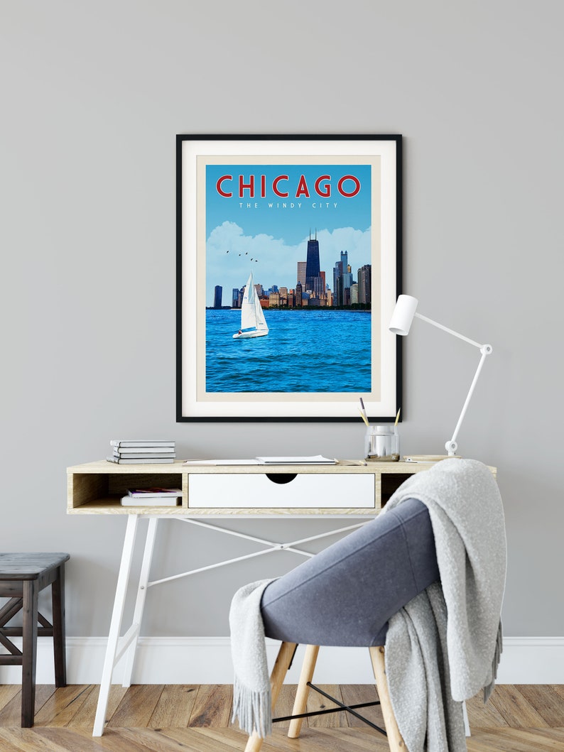 Chicago Wall Art Chicago Art Print Chicago Travel Poster Etsy
