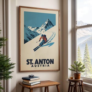 St. Anton Austria Ski Poster, Apres Ski Poster | Vintage Ski Poster | Winter Travel Decor