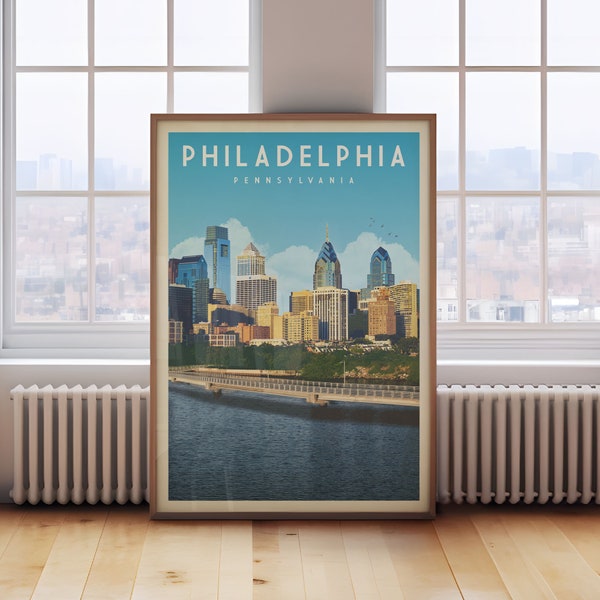 Philadelphia Skyline Wall Art, Philadelphia Neighborhoods Wall Decor Print, Cute Philly Art Poster Gift, Pennsylvania State Travel Poster