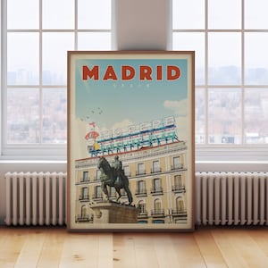 Póster de Madrid, impresiones artísticas de España, arte mural de Madrid, impresión de Madrid, impresión de Madrid, arte español, póster de viaje de Madrid, España vintage