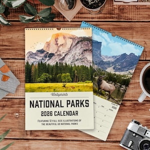 2026 Calendar, US National Park Calendar | 2026 Wall Calendar | Vintage National Park Gift, Academic Calendar