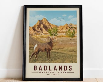 Ödland Wandkunst, Ödland Kunst Druck, Minimalistischer Nationalpark Druck | Vintage Nationalpark Poster | Geschenk für Wanderer
