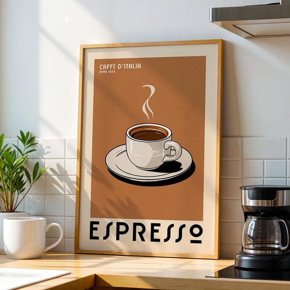 Epica Book 29 （海外広告グラフィック集） Espresso Coffee Poster, Italian Coffee Bar Art Print, Modern