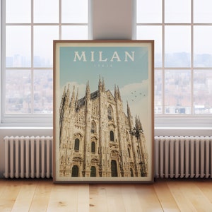 Impresión de Milán, Italia, póster de Italia, arte mural de Milán, decoración de pared de Milán, póster del Duomo de Milán, póster de Milán, pintura de Italia, foto de Italia