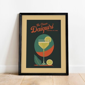 Daiquiri Cocktail Poster, Daiquiri Cocktail Print, | Barwagen Drucke | Küchen Wandkunst für die Mid Century Modern Home Bar