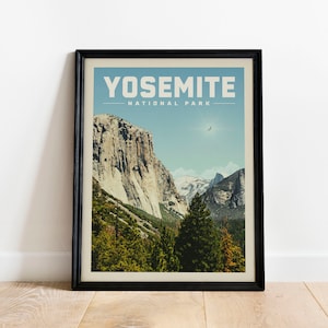 Yosemite Poster, Yosemite National Park Print, Yosemite Valley Wall Art | Vintage National Park Poster | National Park Gift for Hiker