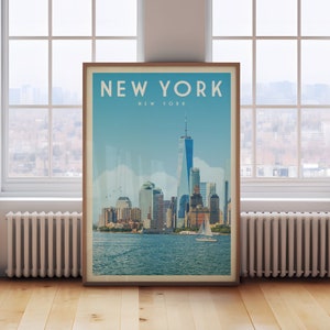 New York City Skyline Poster Print, NYC Wall Art Print Home Decor, Vintage New York State Travel Poster, New York City Wall Art Travel Gift