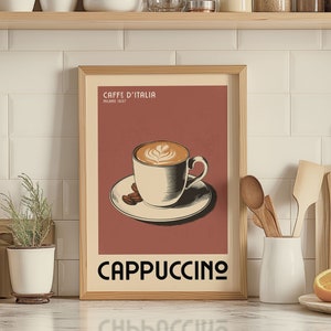 Poster del caffè cappuccino, stampa artistica del bar del caffè, arte murale moderna della cucina / poster del caffè vintage / stampa artistica moderna del caffè per regalo del caffè