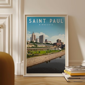 St. Paul Poster, St. Paul Framed Print, St. Paul Wall Art, Saint Paul Minnesota Decor, Minnesota Travel Poster Gift, Minnesota Map