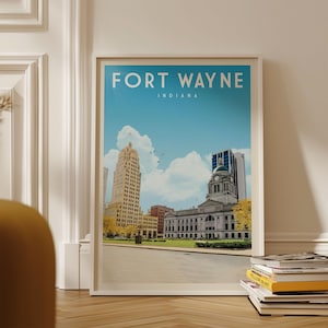Fort Wayne Indiana Print, Fort Wayne Indiana Wall Art, Fort Wayne Poster, Indiana Poster, Fort Wayne Skyline, Indiana Wall Art