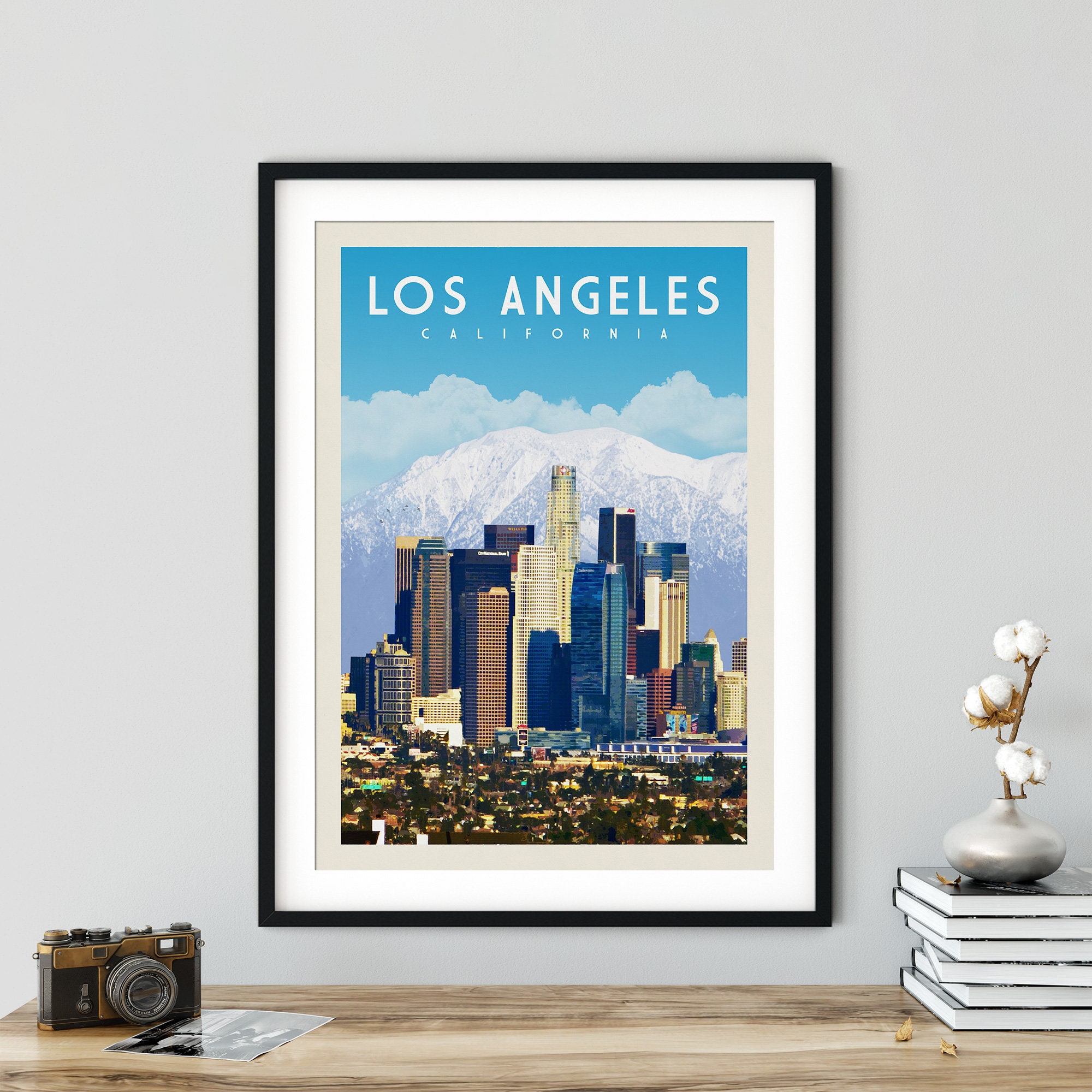 Los Angeles California Wall Art Downtown Los Angeles Skyline Etsy