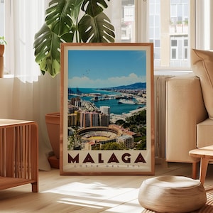 Malaga Spain Travel Poster, Malaga Travel Print, Spain Art Prints, Malaga Wall Art, Malaga Print, Spain Wall Art, Vintage Spain Gift