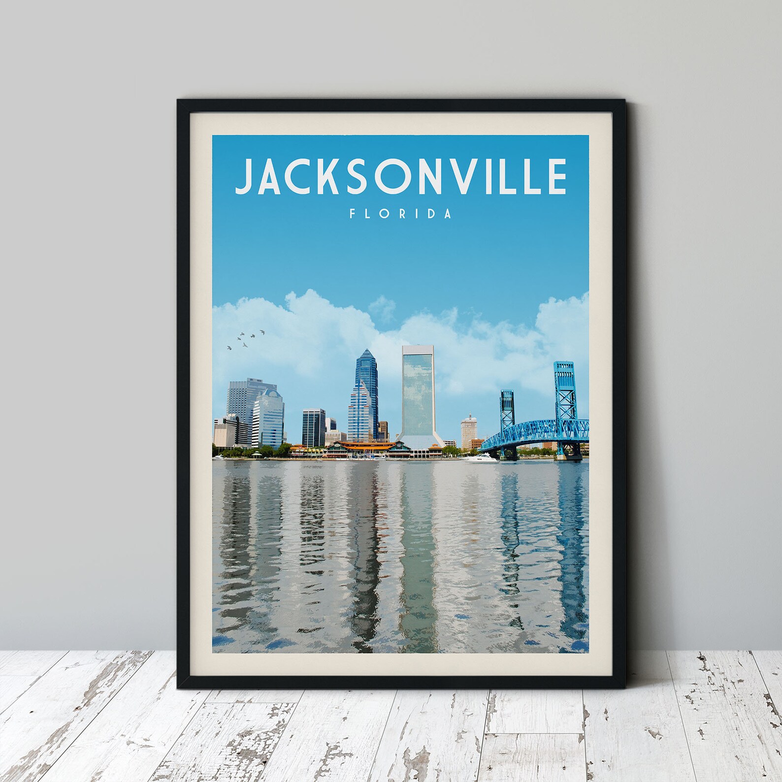 Jacksonville Florida Skyline Poster Print Jacksonville Etsy