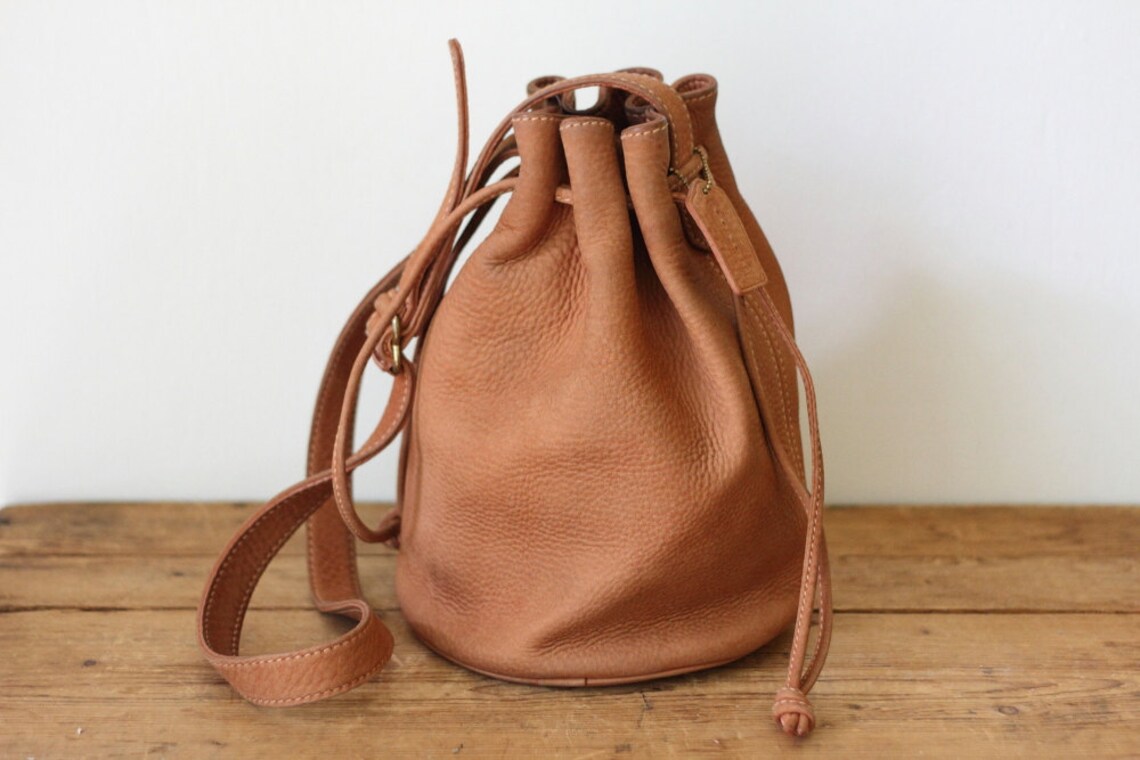 Vintage COACH Tan Drawstring Sonoma Nubuc Leather Bucket Bag Etsy