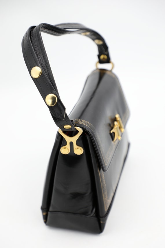 Vintage Italian Embossed Satchel Handbag - image 3