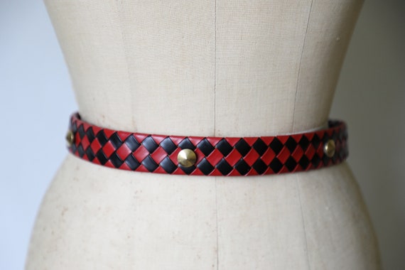Black Red Woven Chain Belt - image 8