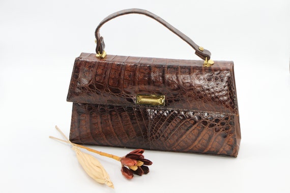 Vintage Alligator Kelly Bag / 1950s Elite Classic