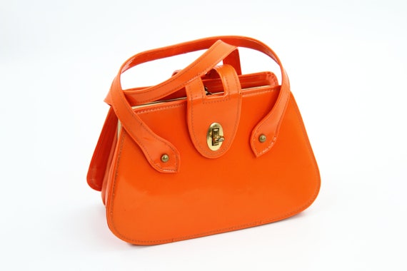 1960s Orange Vinyl Mod Handbag