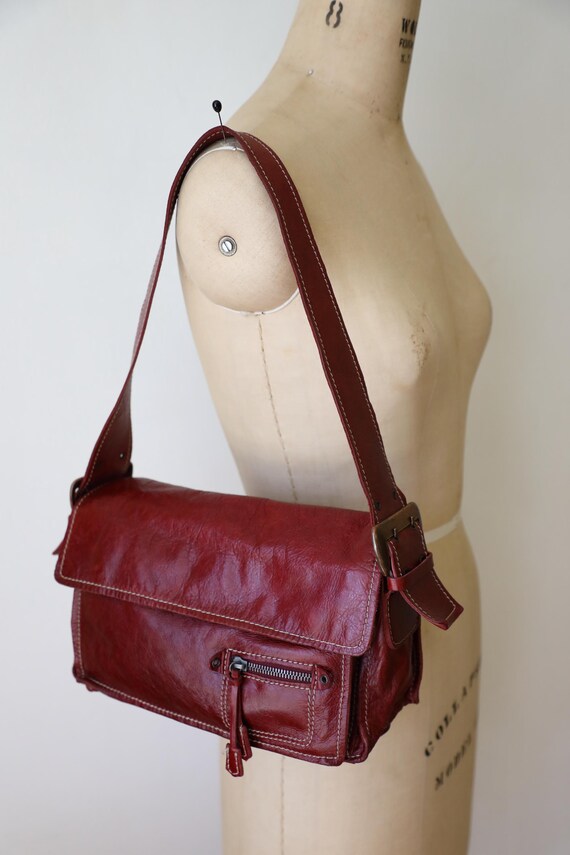 Francesco Biasia Red Leather Baguette Bag: Y2K Vintage Shoulder  