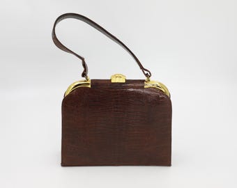 1950s Bellestone Lizard Handbag - Vintage Exotic Reptile Skin Purse