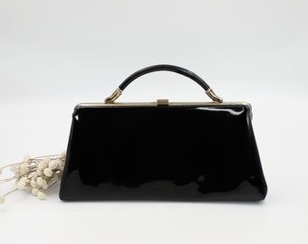 Vintage Dover Black Patent Clutch