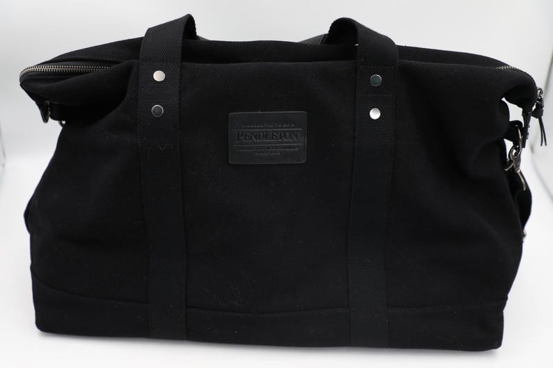 Pendleton Black Gray Duffel Bag- Large Canvas Wool Tote Bag for Travel, Work, School image 6