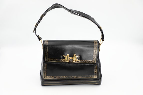 Vintage Italian Embossed Satchel Handbag - image 1