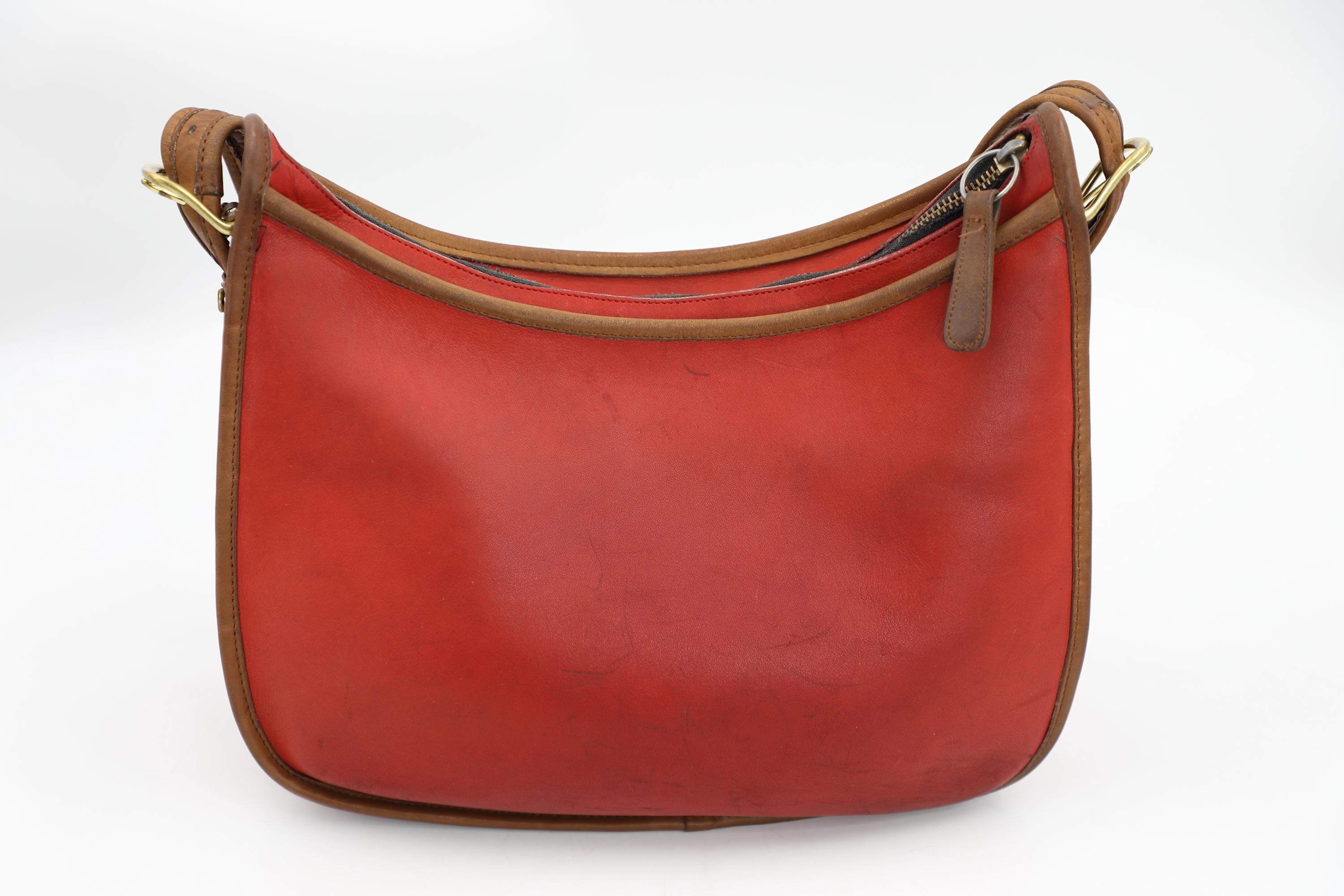 バッグ Vintage Coach Leather Hand Bag Coach Classic Red Spectator Hobo 6855 - Vintage Crossbody Bag
