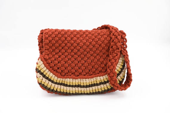 1970s Macrame Shoulder Bag - image 1