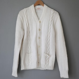 Cream Handknit Cardigan Sweater M
