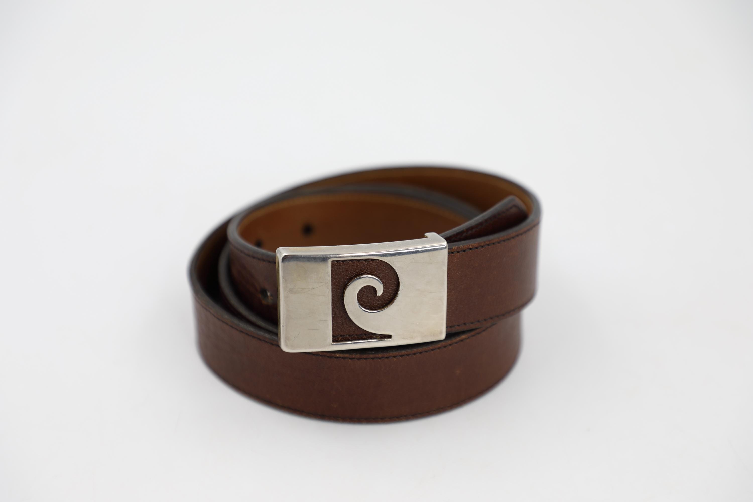 Vintage Pierre Cardin Leather Belt Sz 34 - Cowhide Brown  display picture 2