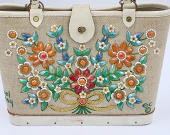 エニッドコリンズ　Jewel Bokay Enid Collins Jewel Bokay Handbag - Flower Embellished Bucket Bag