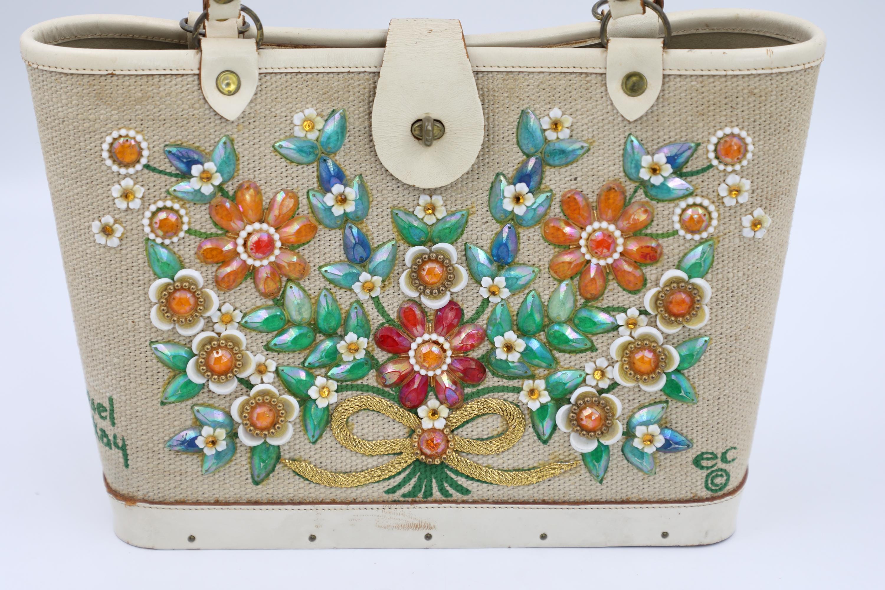 エニッドコリンズ　Jewel Bokay Enid Collins Jewel Bokay Handbag - Flower Embellished Bucket