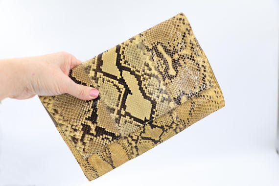 Margolin Snakeskin Clutch - 1960s Python Leather … - image 2