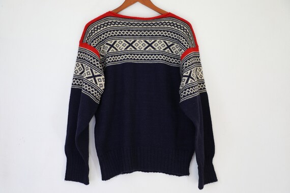 70s Blue Wool Ski Sweater - image 3