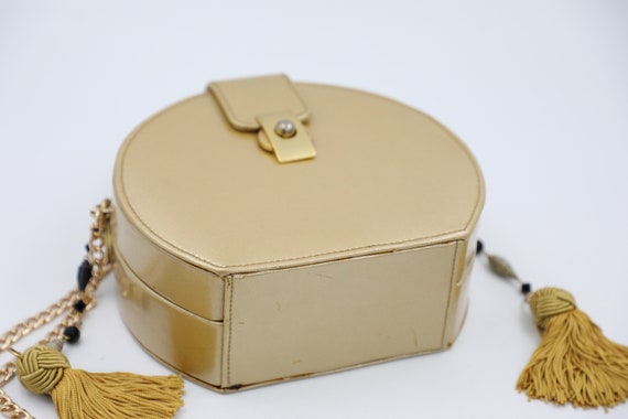 Vintage Gold Round Box Purse - image 8