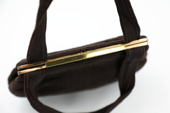 1930s Brown Cordé Handbag / Jemco Frame - image 7