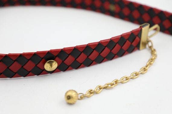 Black Red Woven Chain Belt - image 6