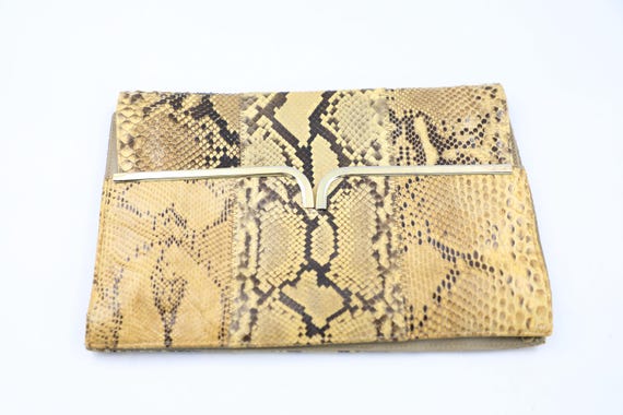 Margolin Snakeskin Clutch - 1960s Python Leather … - image 10