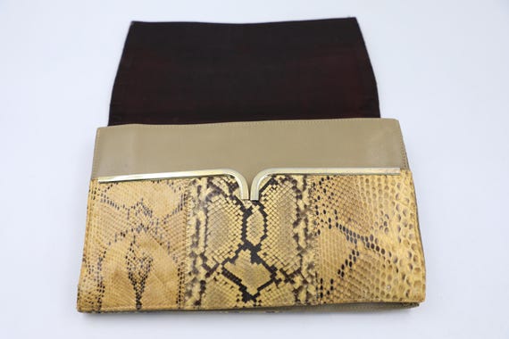 Margolin Snakeskin Clutch - 1960s Python Leather … - image 8