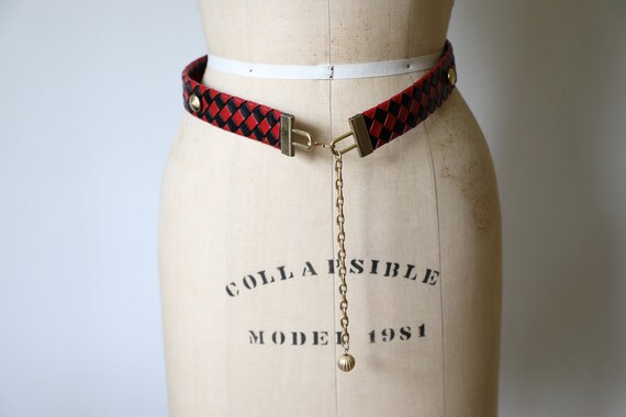 Black Red Woven Chain Belt - image 2