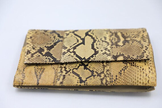 Margolin Snakeskin Clutch - 1960s Python Leather … - image 6