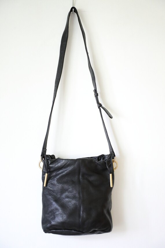 Black Leather Crossbody Bag Americana by Sharif - Etsy