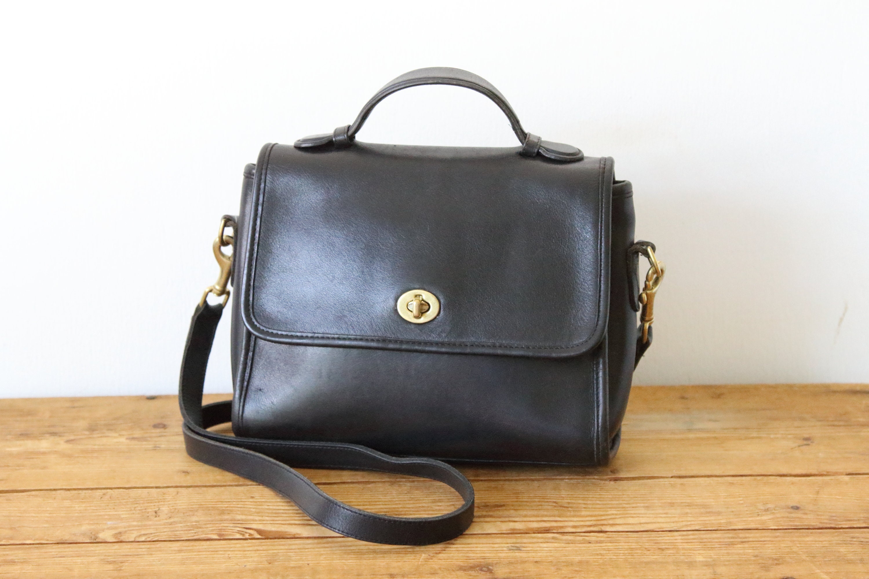 Buy COACH Black Court Bag 9870 / Vintage Coach Purse / Leather