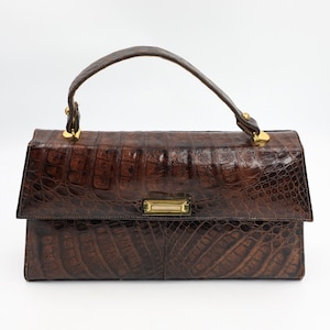 1950s 1960s Alligator Handbag - Vintage Elite Purse