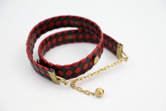 Black Red Woven Chain Belt - image 4