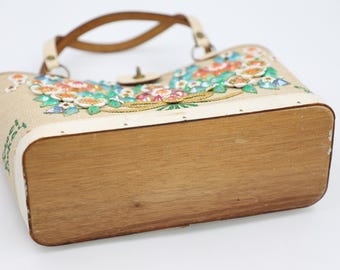 Enid Collins Jewel Bokay Handbag - Flower Embellished Bucket Bag